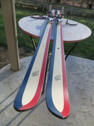 Vintage K2 Competition Usa Skis Red White Blue Circa 1970 Well Preserved
