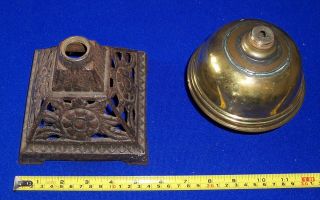 Vintage Cast Iron Oil Lamp Base Brass Tank For