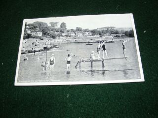 Vintage Postcard Aberdour Fife Swimmers Bathing Beach Sea Diving Board