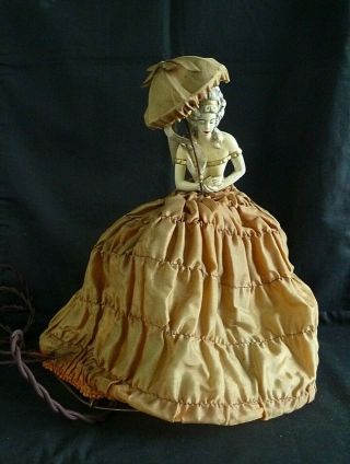 Vintage Crinoline Lady Table Lamp Ceramic Pin Cushion Head