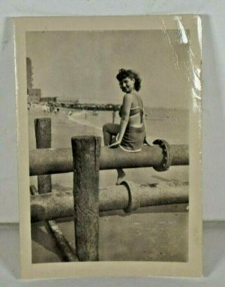 Vintage Black And White Photo Of A Woman On The Beach