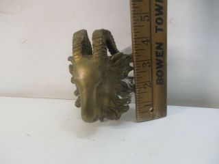 Vintage Brass Rams Head Goat Hardware Pull Knob Handle ARCHITECTURAL SALVAGE 3