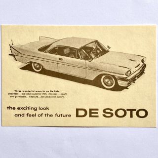 1958 De Soto Firedome 2 Door Hardtop Vintage Ad Style Postcard
