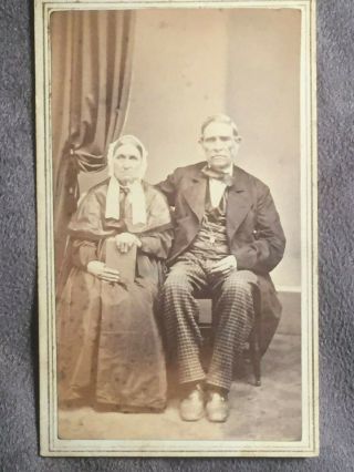 Seated Older Couple Cdv Dated C.  1865 By Crum & Sharp Of Watkins,  Ny