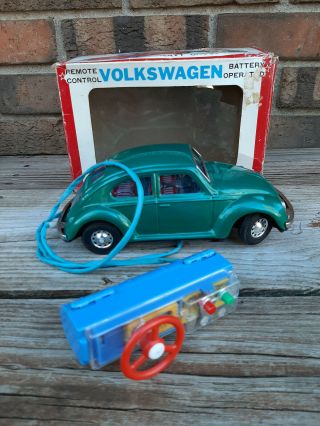 Vintage Tin Battery Op.  Volkswagen Vw Beetle Japan Box Rem.  Control