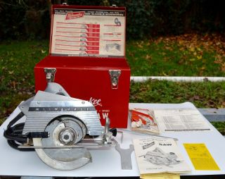 Vintage Milwaukee Circular Saw 6340 7 1/4 " W/ Case & Accessories See Video