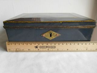 Vintage Metal (tin?) Box With Lock & Key Coopers Wormer Locking Chest