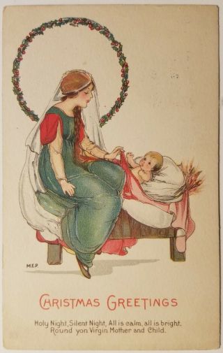 Vintage 1921 Christmas Postcard - Mother & Child By Margaret Evans Price M.  E.  P.