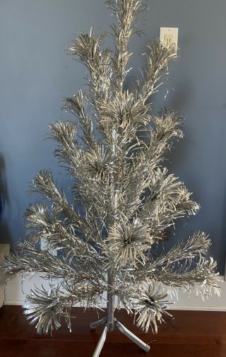 Vintage Evergleam 4 Ft Aluminum Pom Pom 31 Branch Christmas Tree W/stand W/box