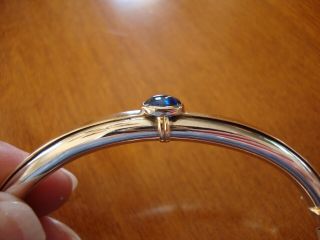 Vintage Sterling Silver 14k Gold Blue Sapphire Bracelet 20 Gr Medium Large Wrist