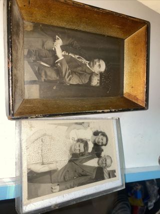Vintage Antique Black And White Photos In Frame Set Of 2