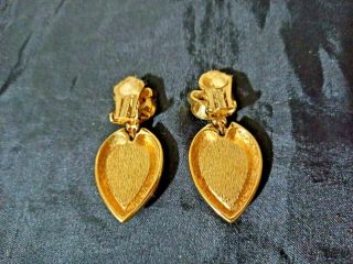 Vintage Jewelry Earrings Gold Signed CHRISTIAN DIOR Faux Pearls Crystal 2