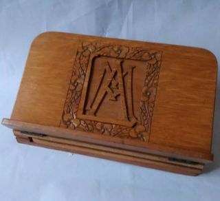 Arts & Crafts Carved Oak Folding Book Reading Stand 1910 - 1920