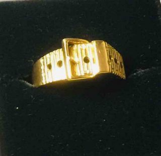 Mens / Ladies 9ct Gold Buckle Ring.  Vintage : Size S : 9ct Hallmarked (ref15)
