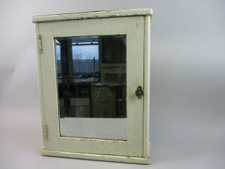 Antique Medicine Cabinet With Mirrored Door And Glass Shelves