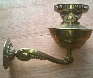 Vintage Brass Wall Mounted Paraffin/oil Lamp - Converted Bayonet Light