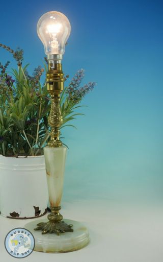 Vintage Mid Century Onyx Marble & Brass Lamp Stand