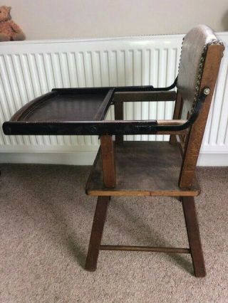 Vintage Childs Wooden High Chair 2