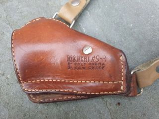 Vintage Bianchi 9R Leather Shoulder Holster for S&W Chief 36 Colt Detective 2 