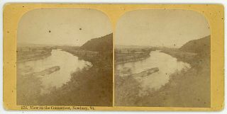 C1870c Stereoscopic View On The Connecticut River Newbury Vermont