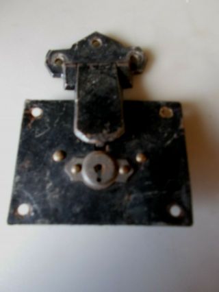 Antique Steamer Trunk Parts Rectangular Lock Set 3 1/8 X 2 3/8 No/key