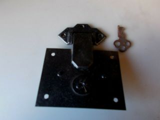 Antique Steamer Trunk Parts Rectangular Lock Set 3 5/8 X 2 3/4 With/key