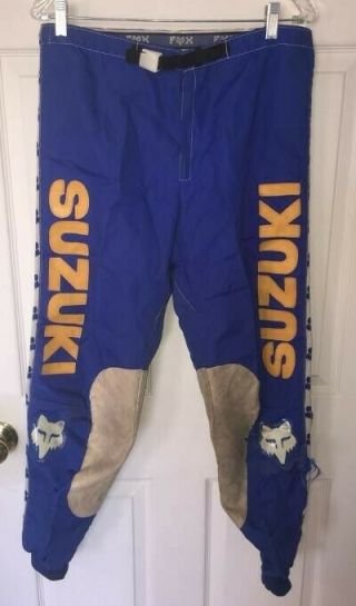Vintage Fox / Suzuki Racing Motocross Racing Pants,  Size 34 " Moto - X Fox