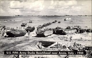 Us Fifth Army Ducks Beachhead Anzio Italy 1944 Vintage Postcard
