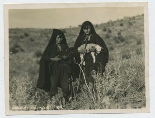 Two Young Greek Shepherd Boys With Black & White Lambs 1930 