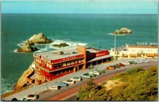 Vintage San Francisco Ca Postcard Cliff House & Seal Rocks W/ Early 1950s Cars
