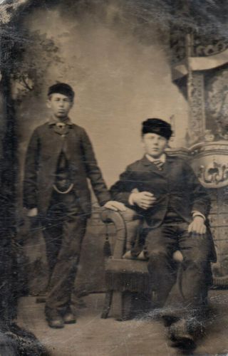 Tin Type Photo Of 2 Well Dressed Men Great Hats Almost Touching Gay Interest