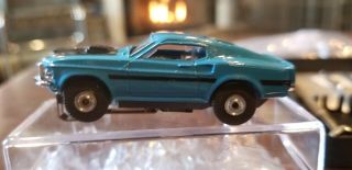Vintage Aurora Thunderjet 500 Ho Slot Car Blue Ford Mustang Mach 1415 Med Blue