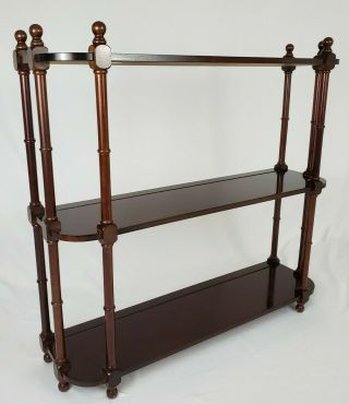 Vintage Bombay Company Wall Mount Wood Shelf 3 Tier Plate Rack Chippendale 1989