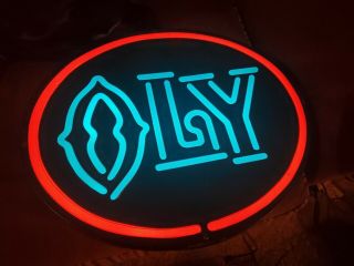 Vintage Olympia Beer Lighted Sign 1979 " Oly " Neon Bar Mancave Rare Pub 16x20 Htf