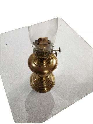 Vintage Brass Oil Lamp Complete With Funnel And Dual Wick