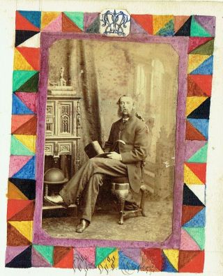 Victorian Cdv Type Photo Man Seated Holding Top Hat