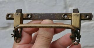 Antique Reclaimed Victorian ? Brass Tilt Top Table Pull Handle Double Lock