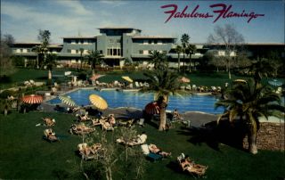 Flamingo Hotel Las Vegas Nevada Swimming Pool Dated 1956 Vintage Postcard