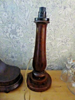 Vintage Heavy Wooden Table Lamp (to Paint,  Rewiring Needed) Lovely Old Top.
