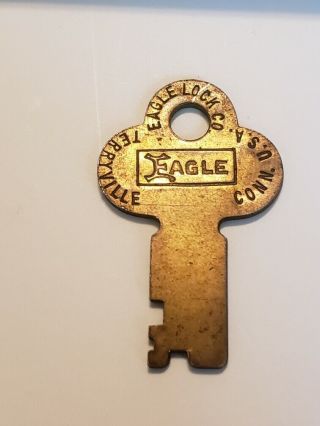Antique Eagle Lock Co Terryville Conn Flat Vintage Old Key 8446f