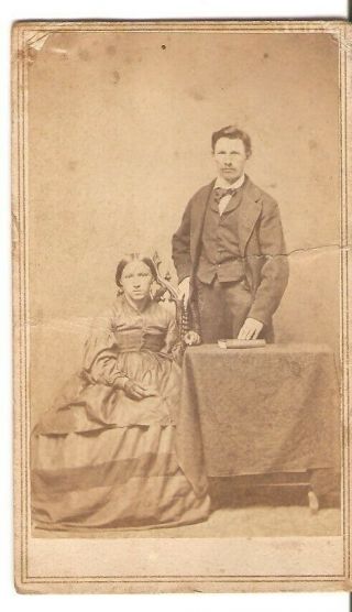 Cdv Cabinet Card Photo Picture Couple Civil War Era Leavenworth Kansas Ks