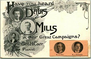 Vintage Music Advertising Postcard " Have You Heard Davis And Mills? " C1900s