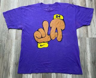 Rare Vintage Nike La Lakers Kobe Bryant 24 Black Mamba Puppet Hands Purple Xl