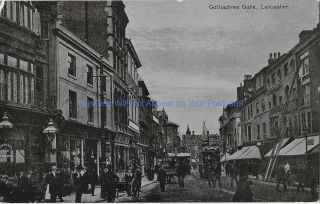 Leicester Gallowtree Gate Vintage Postcard 14.  8