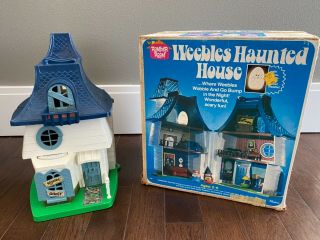 Vintage 1976 Weebles Haunted House W/ Box,  Ghost,  Witch & Furniture Euc