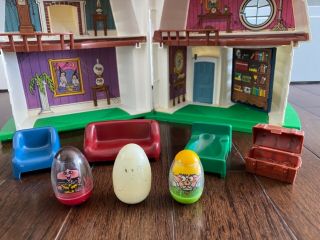 Vintage 1976 Weebles Haunted House w/ Box,  Ghost,  Witch & Furniture EUC 2