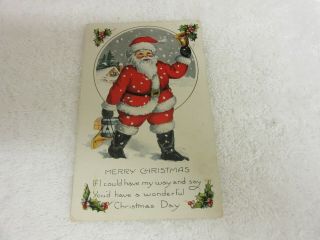 Vintage Christmas Postcard By Whitney Santa With Presents