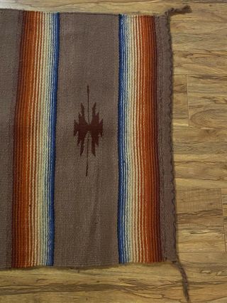 Vintage Authentic Native American Indian Navajo Hand Made Wool Rug 62.  5” X 29” 2