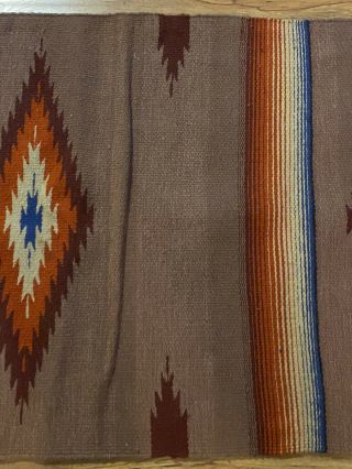 Vintage Authentic Native American Indian Navajo Hand Made Wool Rug 62.  5” X 29” 3
