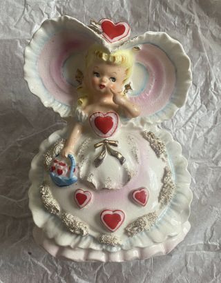 Vintage Relpo Ceramic Valentine Southern Belle Girl Planter A1106 Japan 50s - 60s